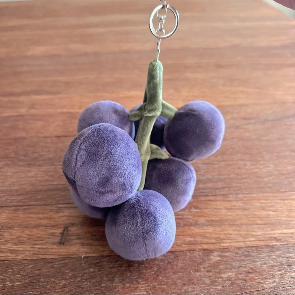 Purple Grape Plush Keychain Cute Fruit Stuffed Bag Charm Kawaii Gift New
